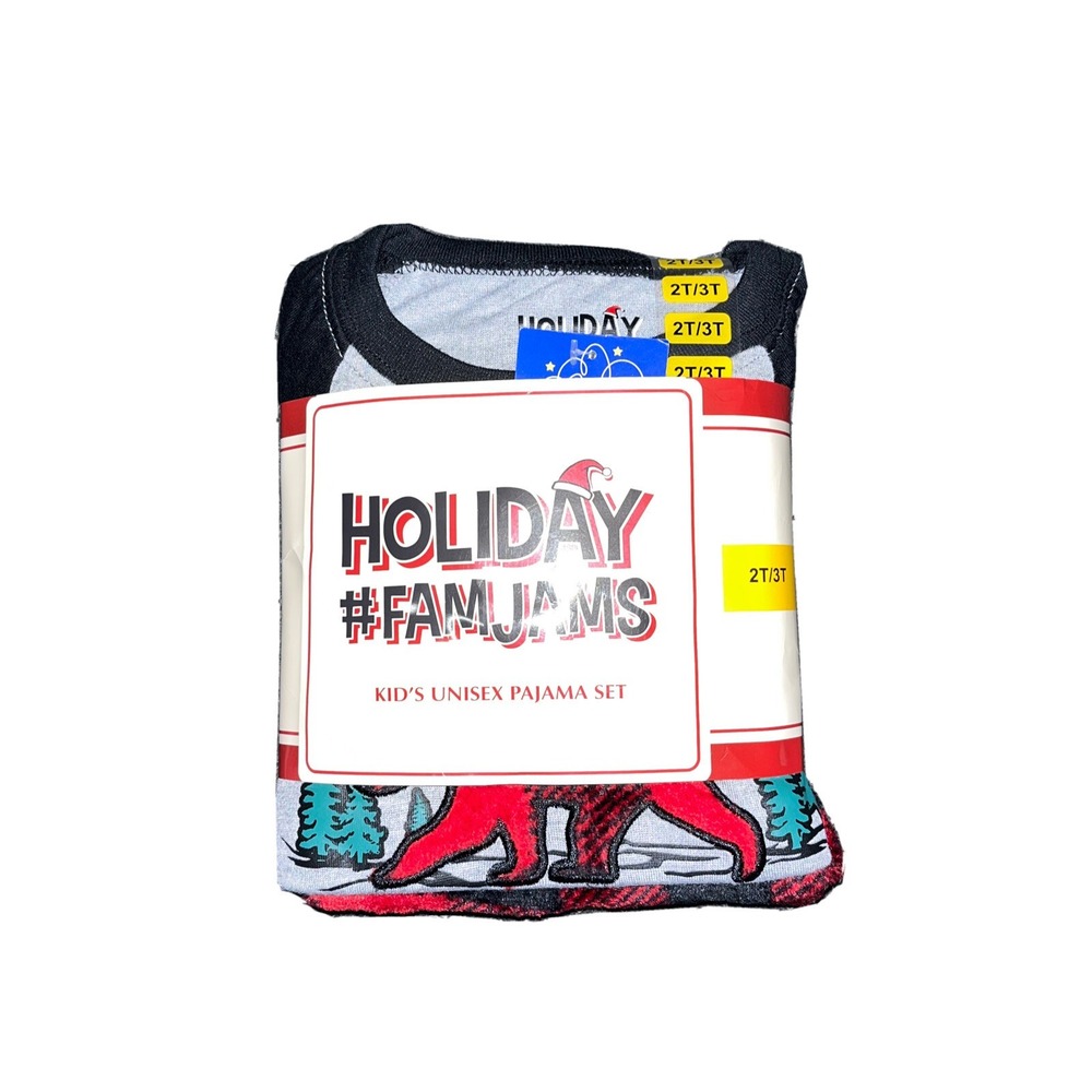 NWT Unisex HOLIDAY FAMJAMS Beary Cute Buffalo Plaid Christmas Pajamas 2T/3T‎